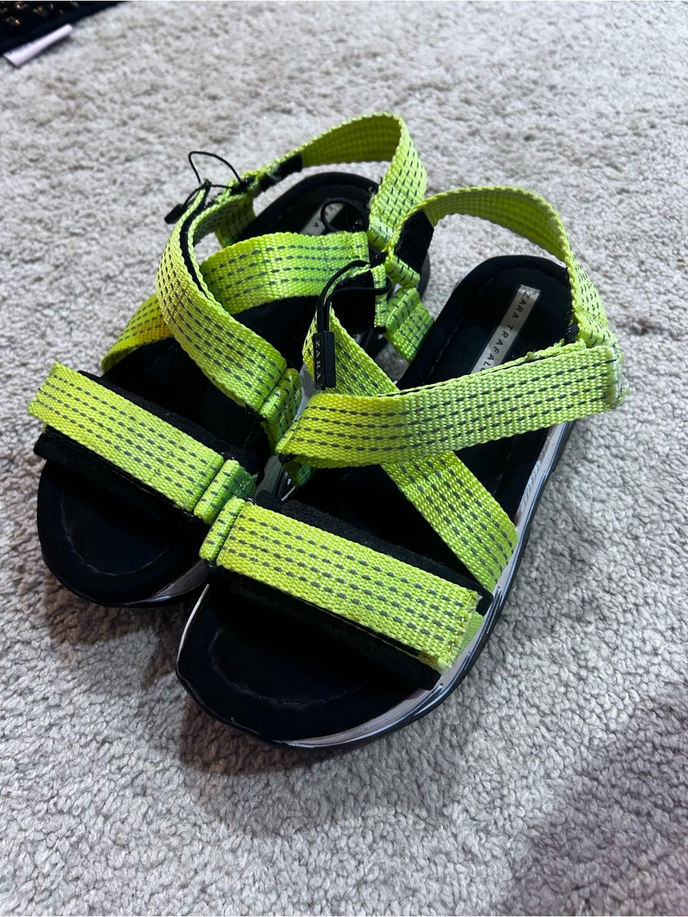 Kids Neon Yellow Strappy Sport Sandals